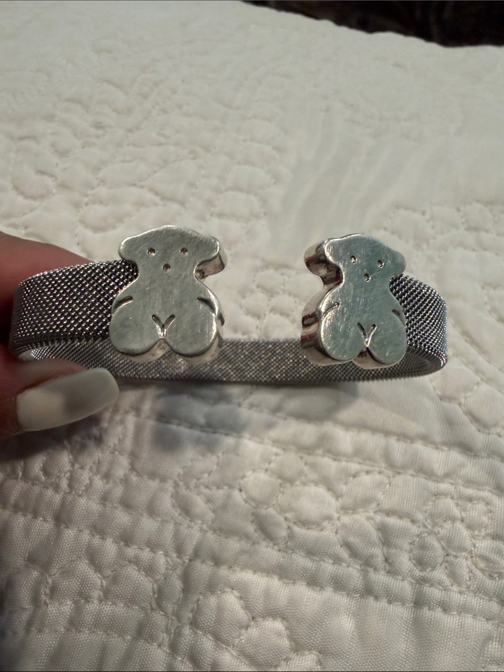 Tous 925 Silver Mesh Cuff Bracelet with Bear Motifs - Picture 8 of 11